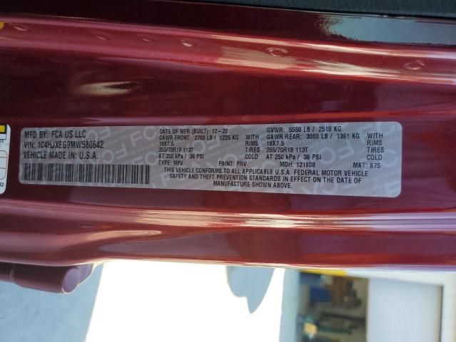 1C4HJXEG9MW580642 - 2021 JEEP WRANGLER UNLIMITED SAHARA RED photo 13