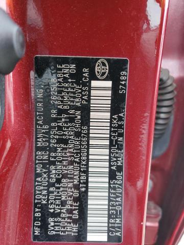 4T1BF1FK8GU566766 - 2016 TOYOTA CAMRY LE BURGUNDY photo 12