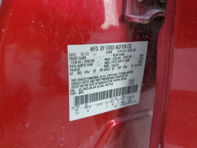 2LMDJ8JK1CBL16734 - 2012 LINCOLN MKX RED photo 13