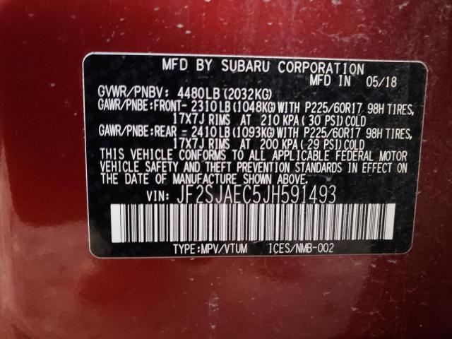 JF2SJAEC5JH591493 - 2018 SUBARU FORESTER 2.5I PREMIUM RED photo 13