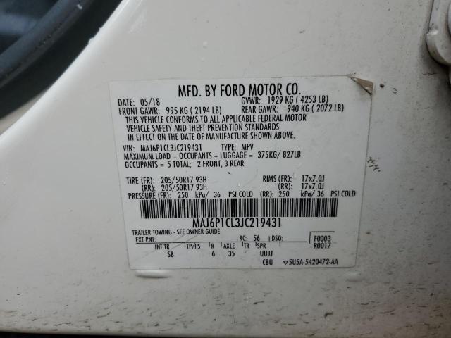 MAJ6P1CL3JC219431 - 2018 FORD ECOSPORT SES Blanc photo 13