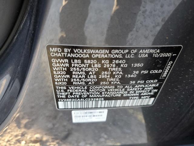 1V26E2CA4LC232825 - 2020 VOLKSWAGEN ATLAS CROS SE SILVER photo 12