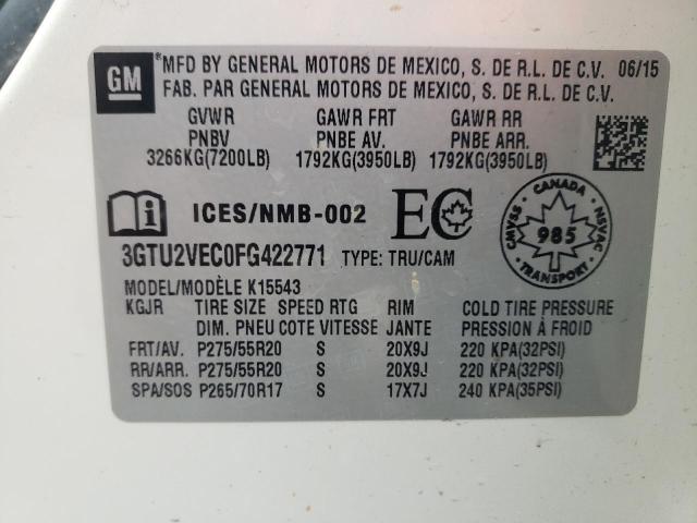 3GTU2VEC0FG422771 - 2015 GMC SIERRA K1500 SLT WHITE photo 13