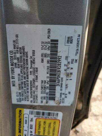 3FA6P0H78FR282992 - 2015 FORD FUSION SE SILVER photo 12