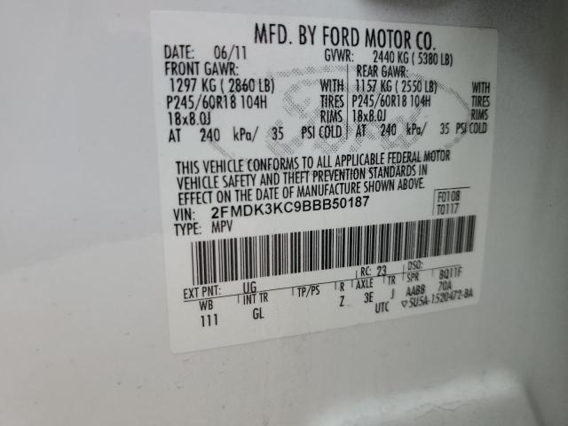 2FMDK3KC9BBB50187 - 2011 FORD EDGE LIMITED WHITE photo 14