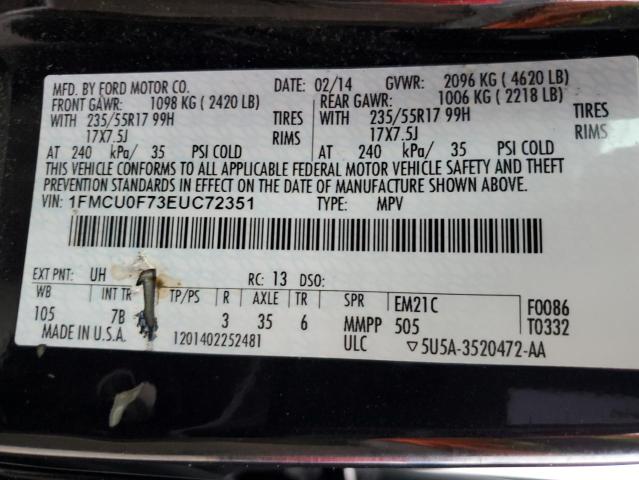1FMCU0F73EUC72351 - 2014 FORD ESCAPE S BLACK photo 13