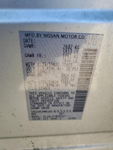 5N1AR2MN1DC655151 - 2013 NISSAN PATHFINDER S SILVER photo 13