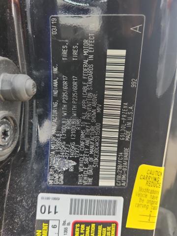 5TDKZ3DC4KS015900 - 2019 TOYOTA SIENNA LE 黑色 照片 12