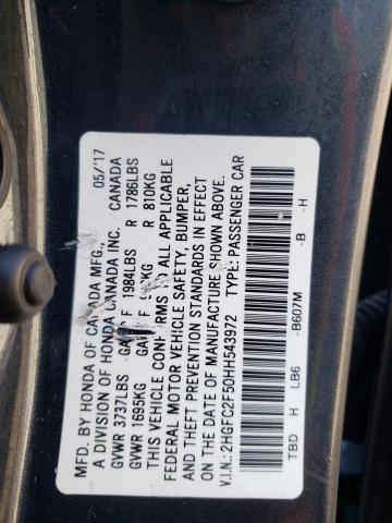 2HGFC2F50HH543972 - 2017 HONDA CIVIC LX GRAY photo 12