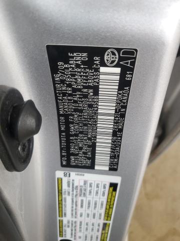 2T1BU4EE5AC249586 - 2010 TOYOTA COROLLA BASE SILVER photo 12