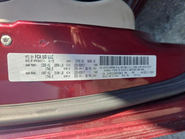 2C4RDGCG8KR743415 - 2019 DODGE GRAND CARAVAN SXT 勃艮第红 照片 13