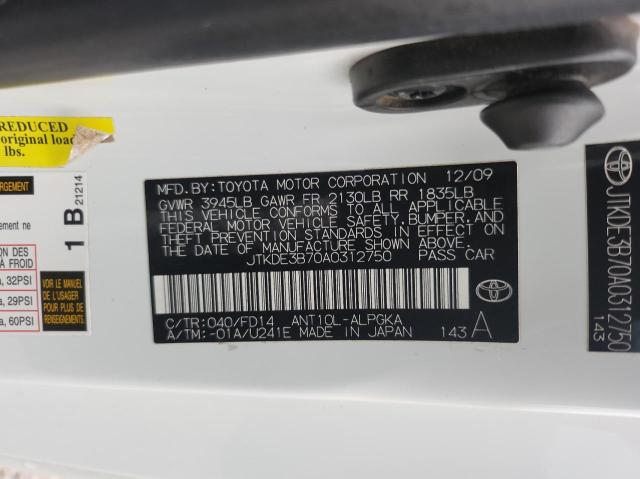 JTKDE3B70A0312750 - 2010 TOYOTA SCION TC 白色 照片 10