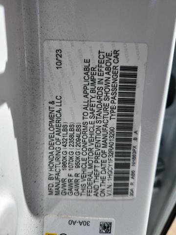 1HGCY1F32RA013290 - 2024 HONDA ACCORD EX WHITE photo 12