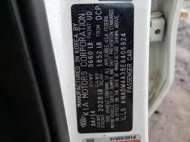 KNADM4A38E6406924 - 2014 KIA RIO LX WHITE photo 12