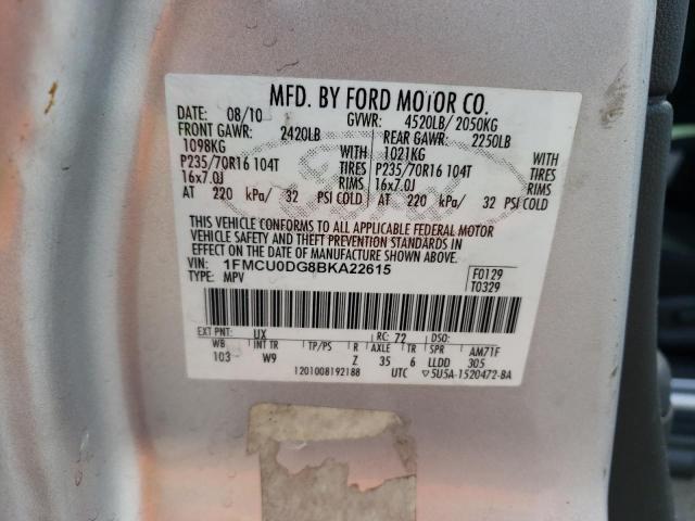 1FMCU0DG8BKA22615 - 2011 FORD ESCAPE XLT SILVER photo 13