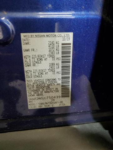 5N1AT2MV5LC750439 - 2020 NISSAN ROGUE S BLUE photo 14