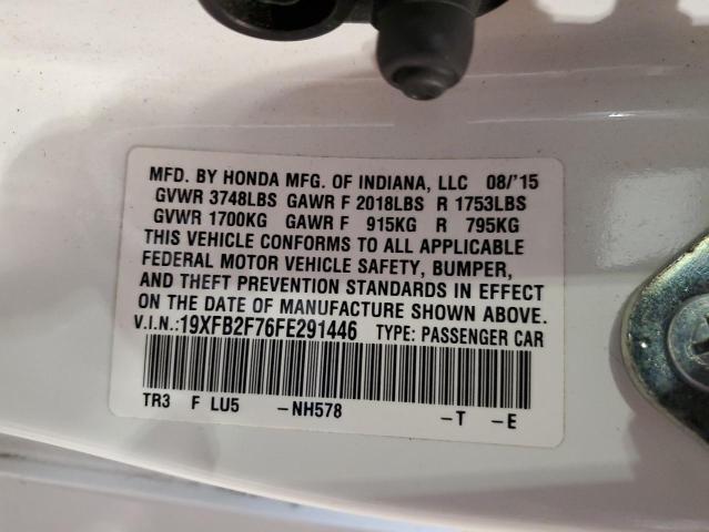 19XFB2F76FE291446 - 2015 HONDA CIVIC SE 白色 照片 12