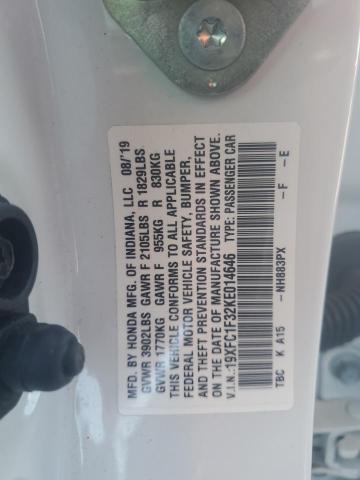 19XFC1F32KE014646 - 2019 HONDA CIVIC EX Ağ foto 12