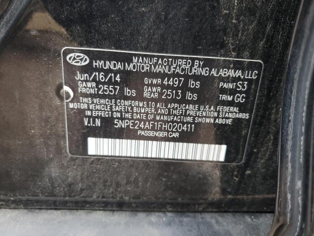 5NPE24AF1FH020411 - 2015 HYUNDAI SONATA SE BLACK photo 12