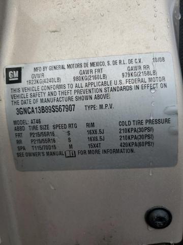 3GNCA13B89S567907 - 2009 CHEVROLET HHR LS Beige foto 12