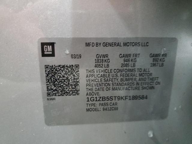 1G1ZB5ST9KF189584 - 2019 CHEVROLET MALIBU LS Gümüş foto 12