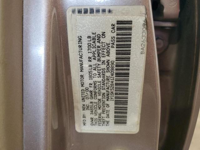 1Y1SK52841Z409890 - 2001 CHEVROLET GEO PRIZM BASE TAN photo 12