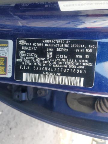 5XXGW4L22JG216885 - 2018 KIA OPTIMA SX أزرق صورة 12