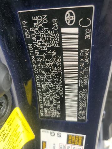 JTDEPRAEXLJ047082 - 2020 TOYOTA COROLLA LE BLUE photo 12