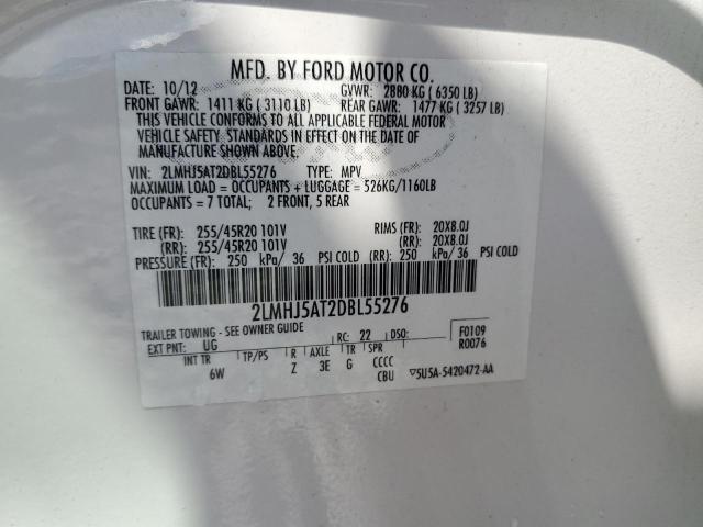 2LMHJ5AT2DBL55276 - 2013 LINCOLN MKT Ақ фото 14