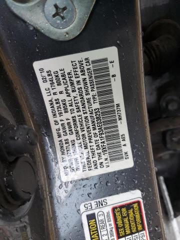 19XFA1F93AE038253 - 2010 HONDA CIVIC EXL ნაცრისფერი ფოტო 12