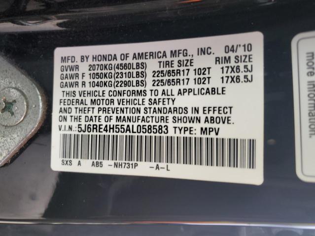 5J6RE4H55AL058583 - 2010 HONDA CR-V EX BLUE photo 13