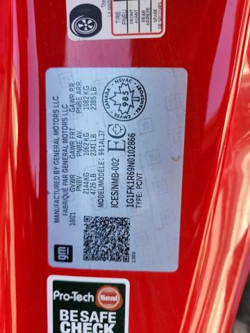 1G1FK1R69N0102866 - 2022 CHEVROLET CAMARO ZL1 Czerwony zdjęcie 12