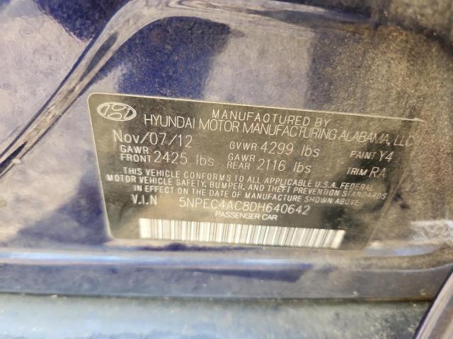 5NPEC4AC8DH640642 - 2013 HYUNDAI SONATA SE BLUE photo 12