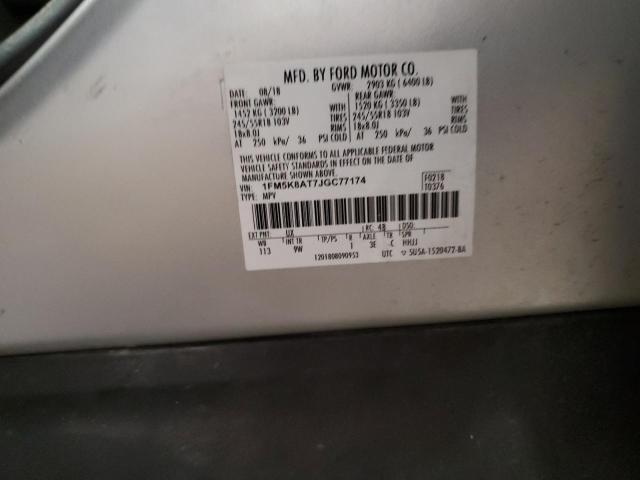 1FM5K8AT7JGC77174 - 2018 FORD EXPLORER POLICE INTERCEPTOR Күміс фото 13