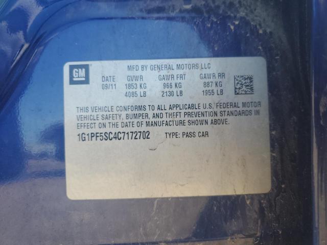 1G1PF5SC4C7172702 - 2012 CHEVROLET CRUZE LT BLUE photo 12