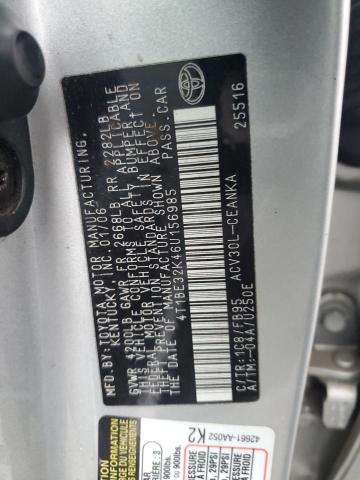 4T1BE32K46U156985 - 2006 TOYOTA CAMRY LE SILVER photo 12