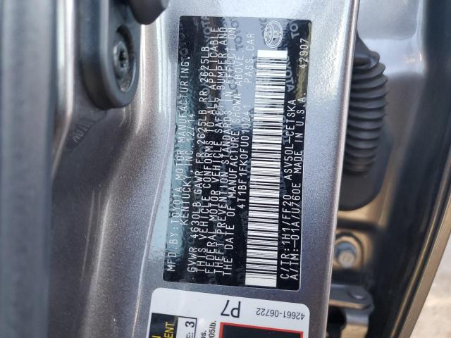 4T1BF1FK0FU010241 - 2015 TOYOTA CAMRY LE GRAY photo 12