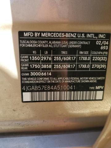 4JGAB57E84A510041 - 2004 MERCEDES-BENZ ML 350 GOLD photo 13