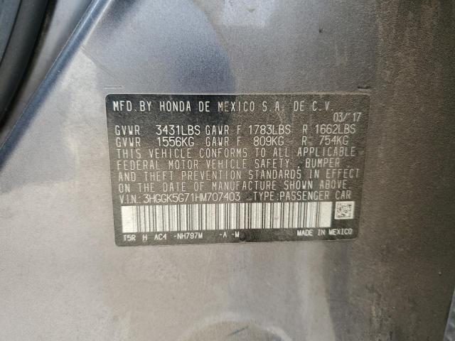 3HGGK5G71HM707403 - 2017 HONDA FIT EX SILVER photo 12