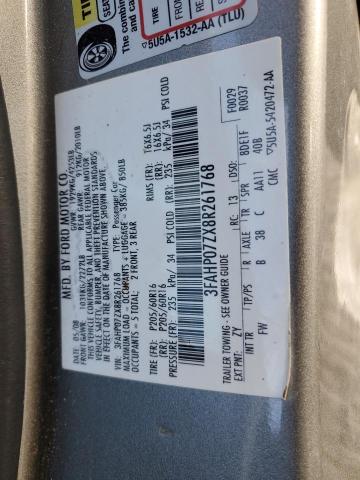 3FAHP07ZX8R261768 - 2008 FORD FUSION SE SILVER photo 12