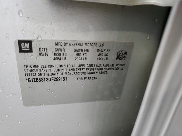 1G1ZB5ST3GF299151 - 2016 CHEVROLET MALIBU LS Gümüş fotoğraf 12