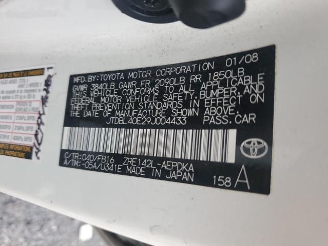 JTDBL40E29J004433 - 2009 TOYOTA COROLLA BASE თეთრი ფოტო 12