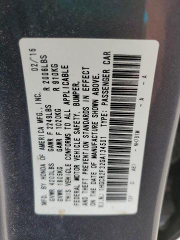 1HGCR2F32GA134501 - 2016 HONDA ACCORD LX Сұр фото 12