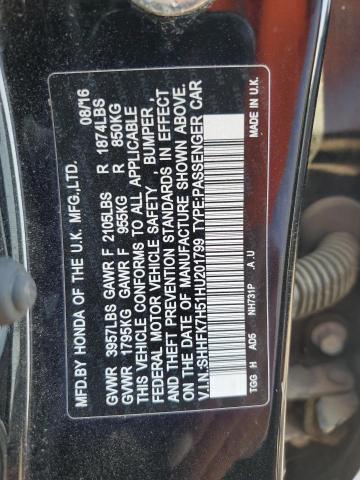 SHHFK7H51HU201799 - 2017 HONDA CIVIC EX Qara foto 12