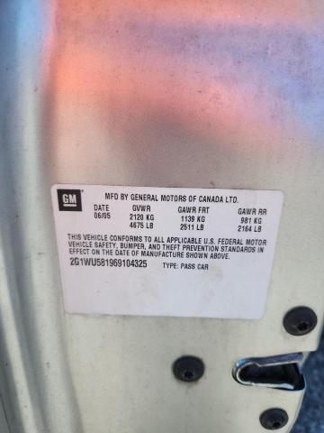 2G1WU581969104325 - 2006 CHEVROLET IMPALA LTZ ვერცხლისფერი ფოტო 13