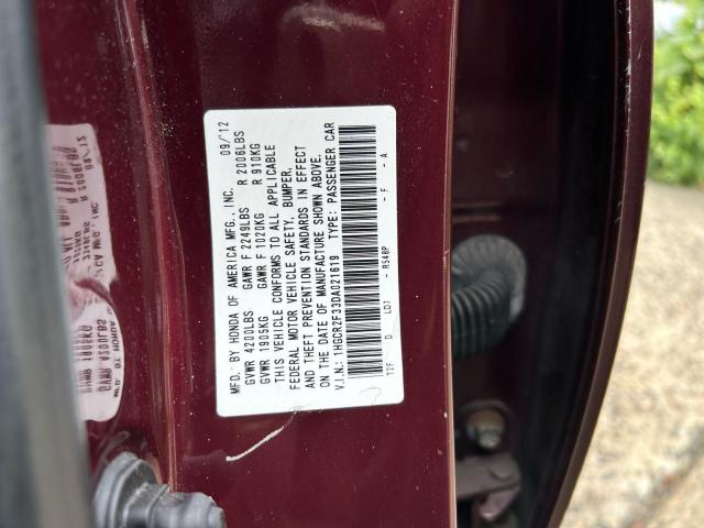 1HGCR2F33DA021619 - 2013 HONDA ACCORD LX BURGUNDY photo 10