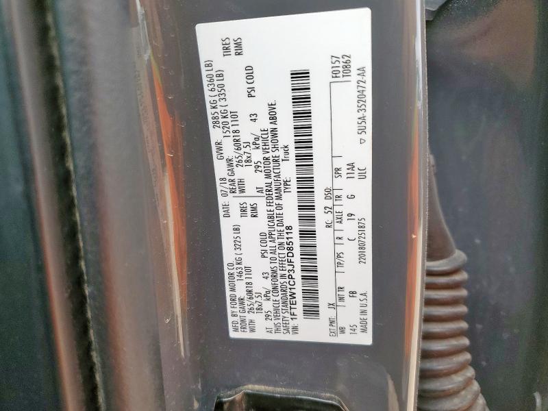 1FTEW1CP3JFD85118 - 2018 FORD F150 SUPERCREW 灰色 照片 13