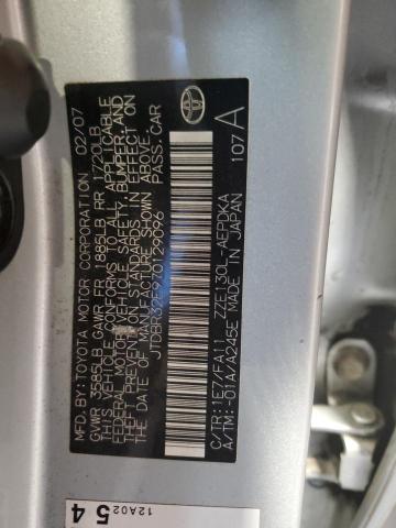 JTDBR32E970129096 - 2007 TOYOTA COROLLA CE 银色 照片 12