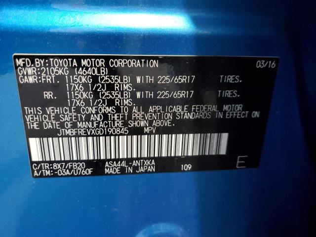 JTMBFREVXGD190845 - 2016 TOYOTA RAV4 LE أزرق صورة 13