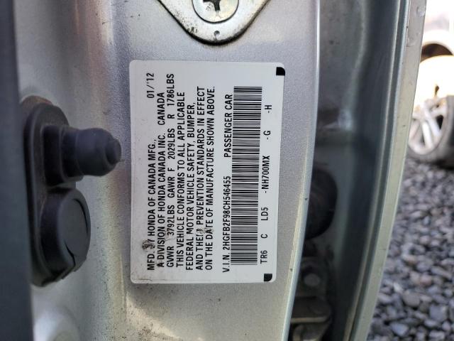 2HGFB2F98CH546455 - 2012 HONDA CIVIC EXL SILVER photo 12